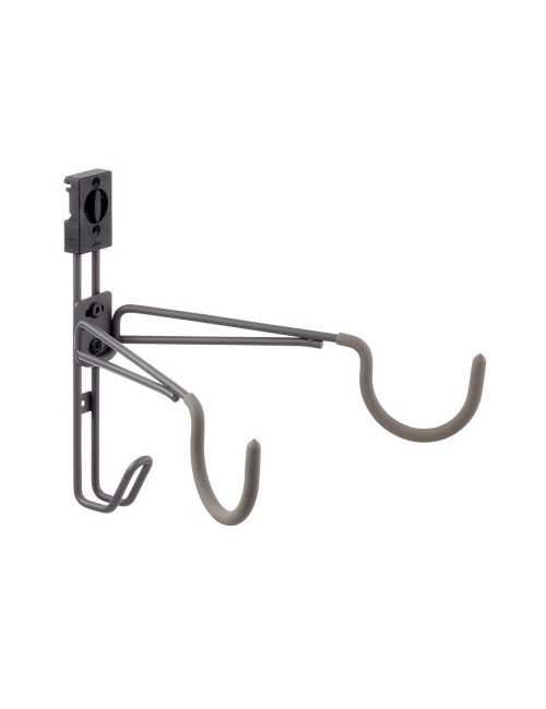 Retrouver l'élément  Crochet support vélo, horizontal Garage + pour Lisses pour crochets et accéssoires de la Gamme Garage + Elf