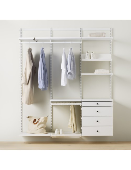 Solution de garde-robe premium avec tiroirs, Décor+ L: 180 Mat Blanc/Blanc